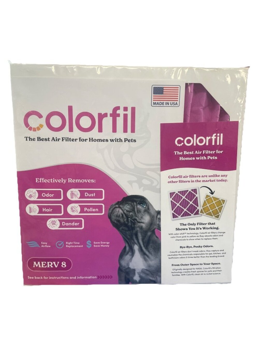 Colorfil 12x12x1 Air Filter MERV 8 Pet Air Filter Odor, Hair, Dander Control (1)